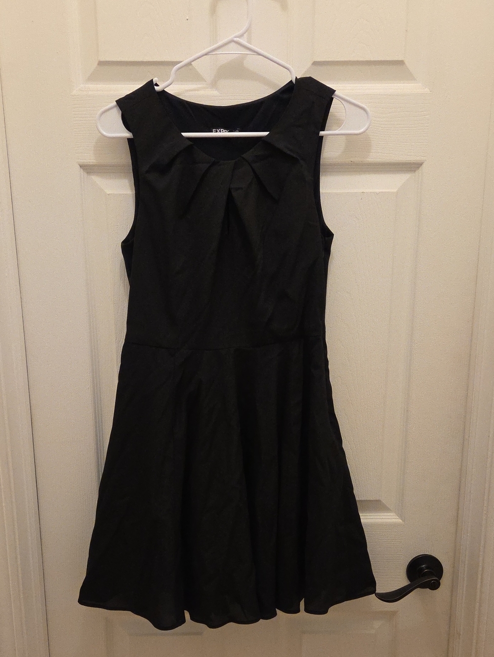 Express Black Sleeveless Mini Dress with Pleated Collar